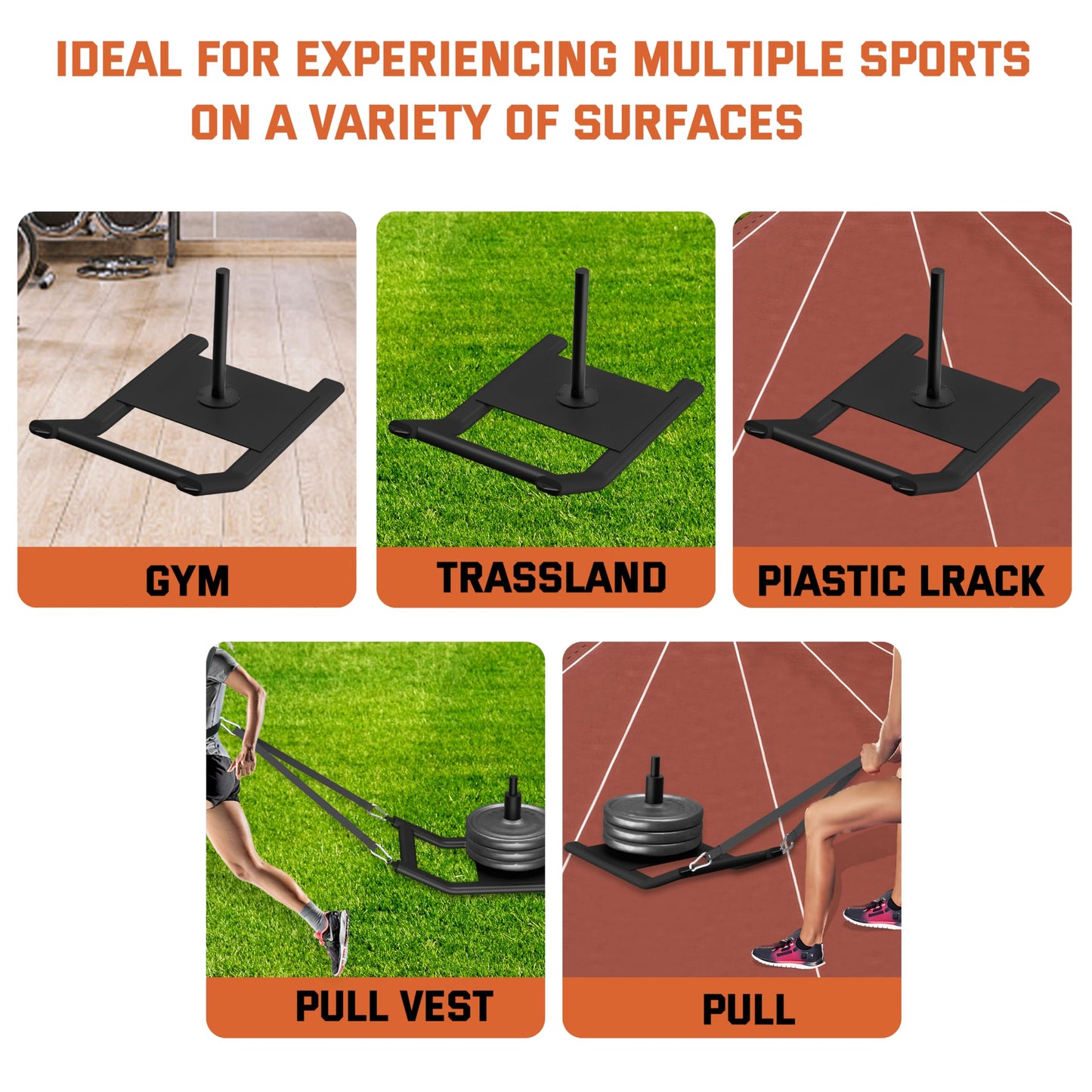 Weight Sled for Training - Heavy Duty Football Sled for Lineman, Sled Pull Workouts, Speed & Strength Training, Football Blocking Sled, Running Sled for Athletes, Weighted Sled for Outdoor & Indoor Workouts (Black)