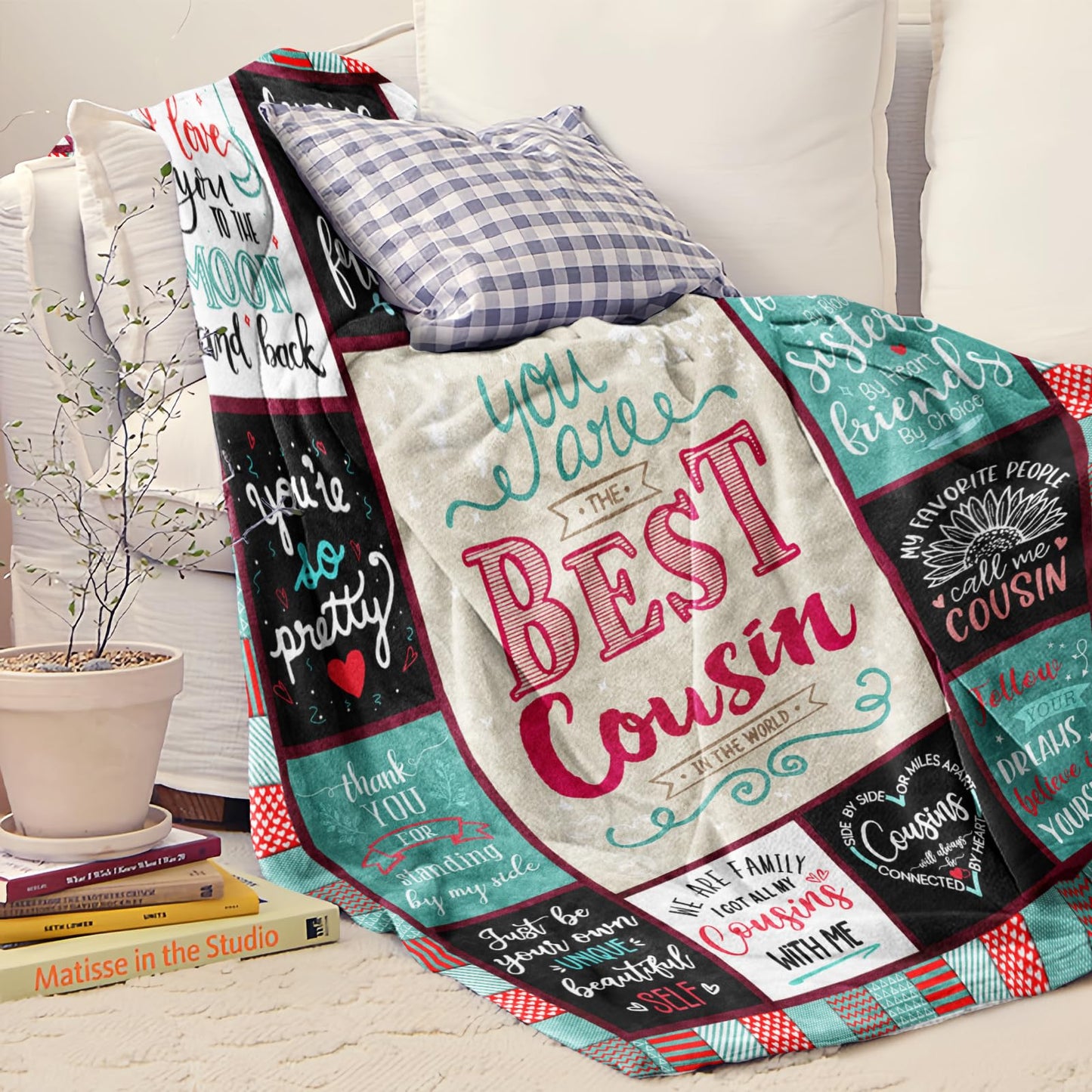 TOBUNKIEN Cousin Gifts for Women - Cousin Birthday Gifts - Birthday Gift for Cousins Female - Best Cousins Ever Gifts Blanket 60"X 50"