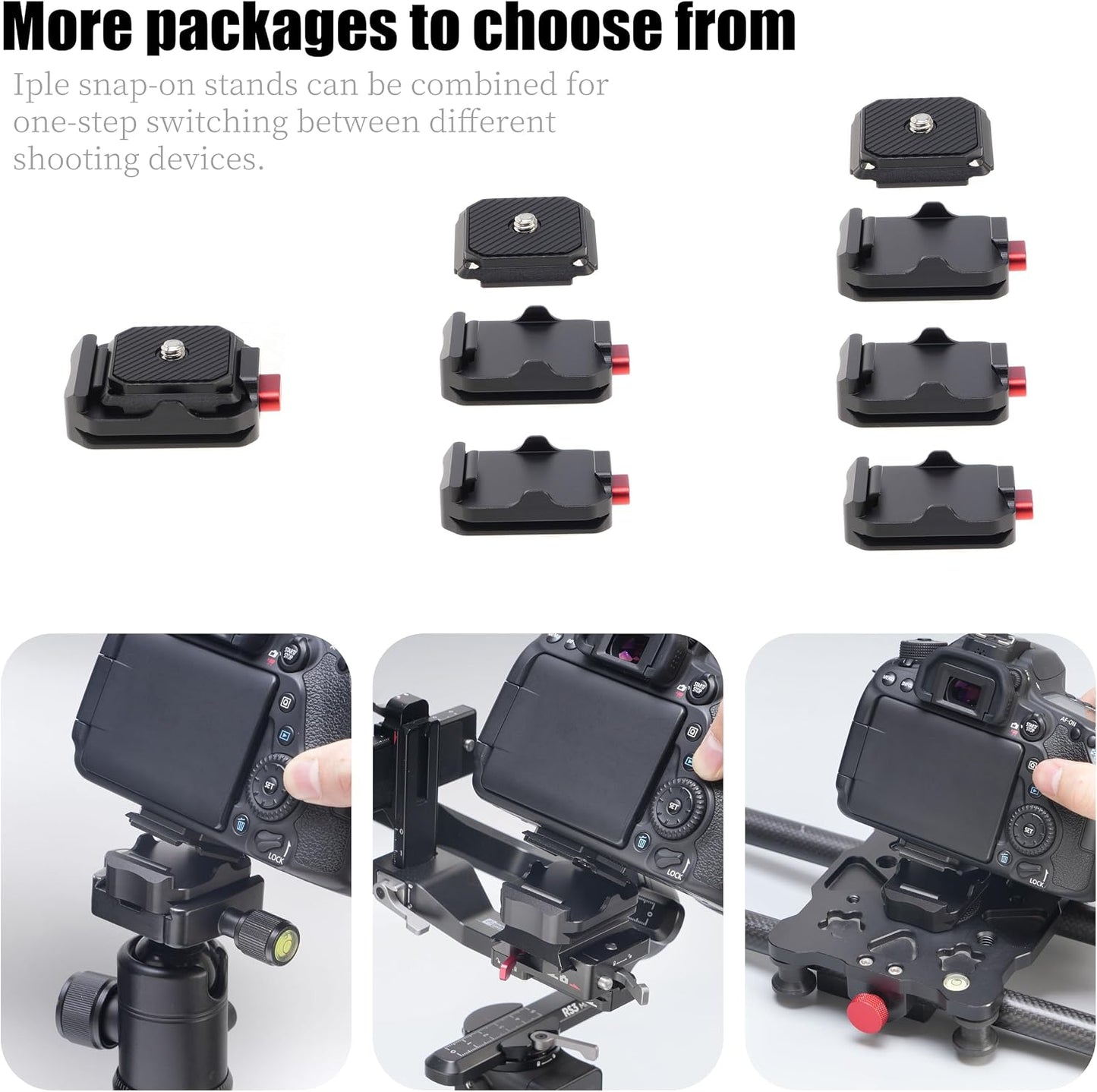 FocusFoto Quick Release Plate Kit, Camera Tripod Mount QR Plate and Rapid Connect Clamp Adapter for DSLR/Mirrorless