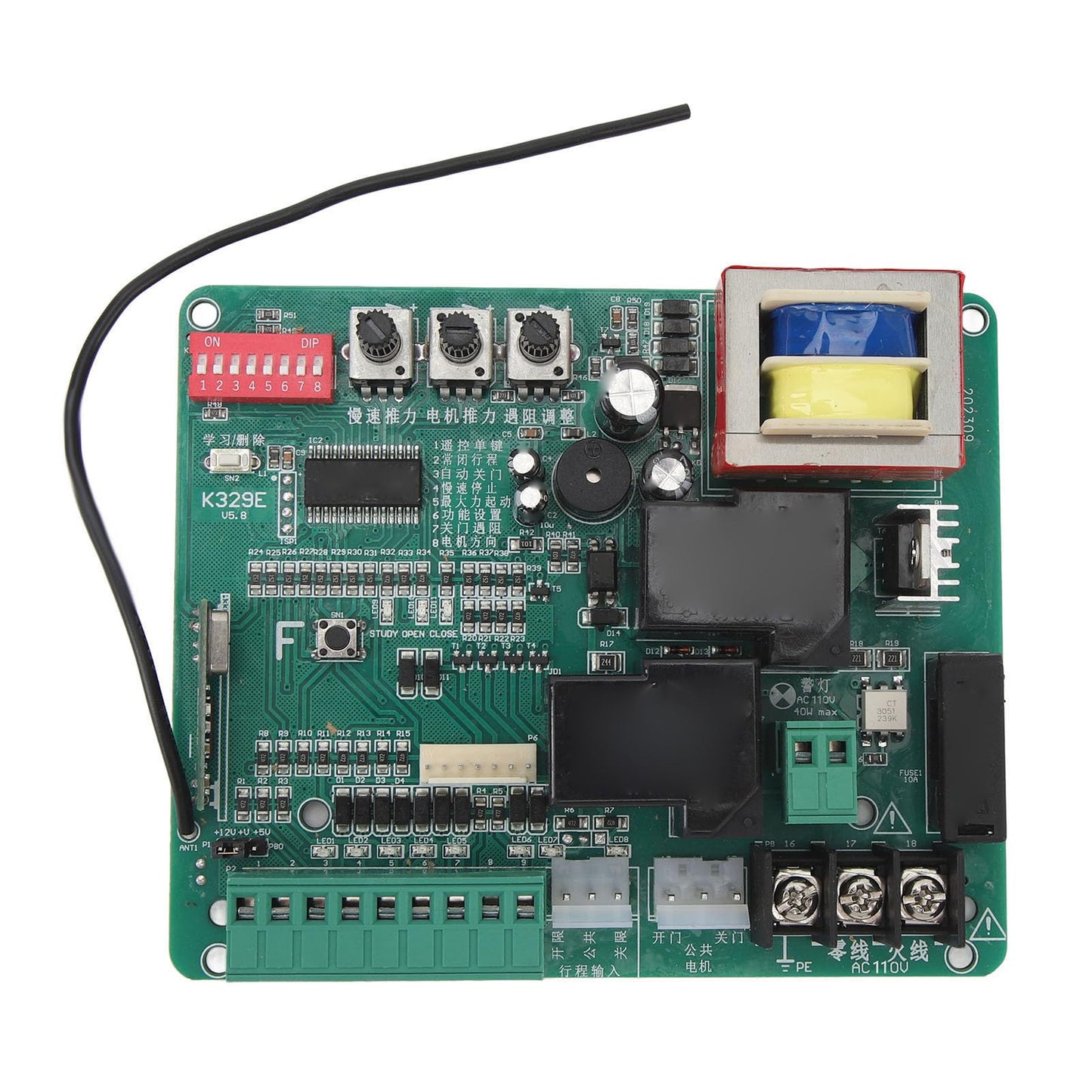 Control Board for Sliding Gate Opener Security Electronic Main Replacement Circuit Control Board with LED Indicators,Sensitive Sliding Gate Motor Control Board (110V)