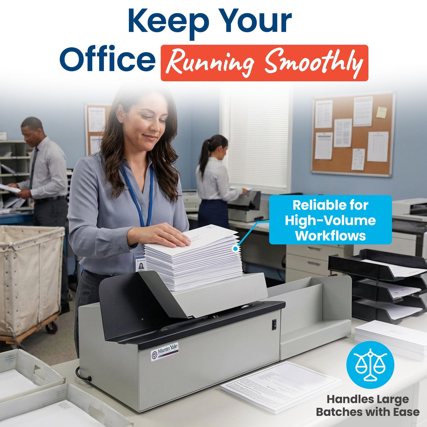 Martin Yale 62001 Deluxe High-Speed Letter Opener, Gray, Up To 17,500 Envelopes per Hour, Accepts a 6" Tall Stack of Envelopes, 500,000 per Month Capacity