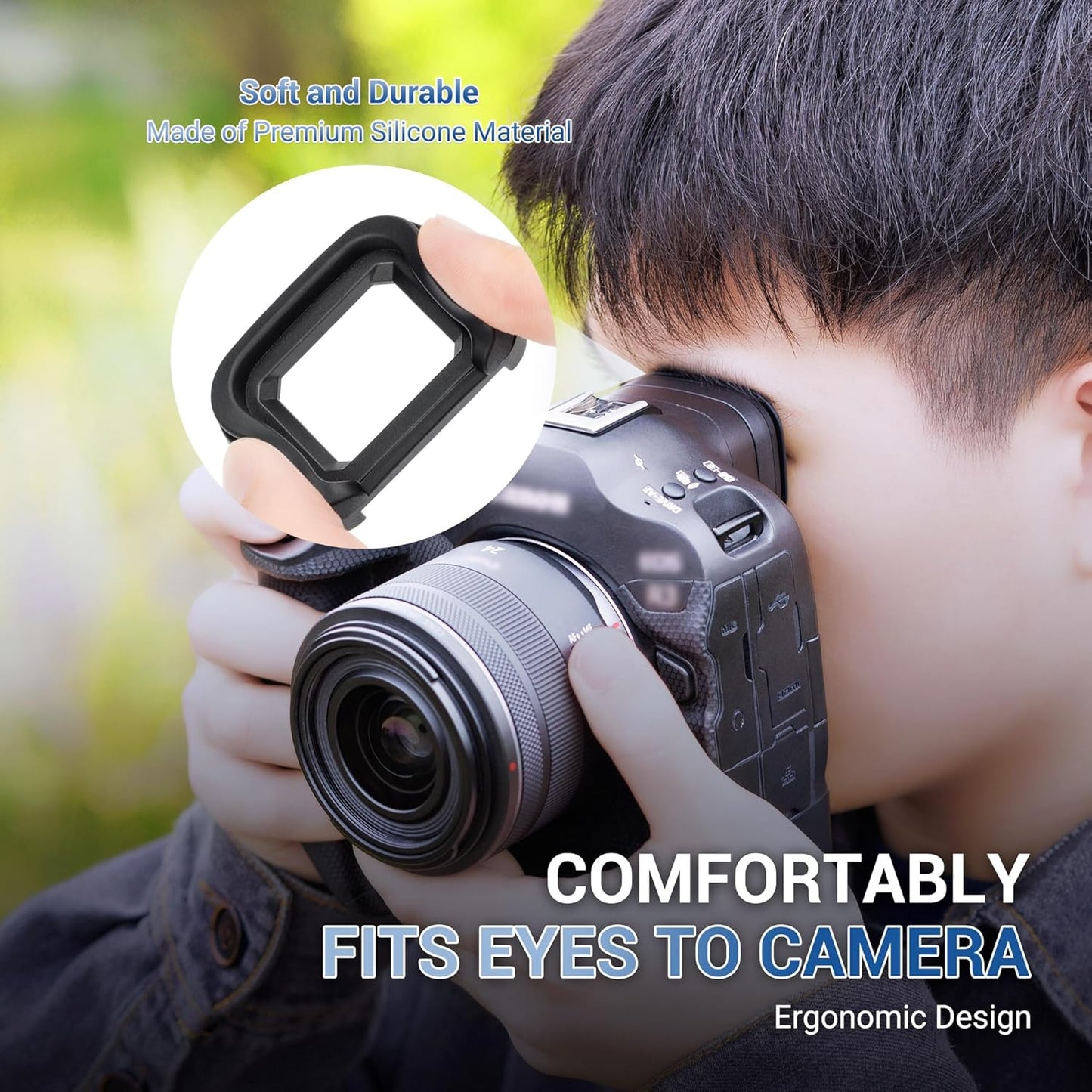 2-Pack R3 JJC ER-H Soft Eyecup Eye Cup Eyepiece Viewfinder & RF Mount Body Cap Rear Lens Cover Cap for Canon EOS Camera