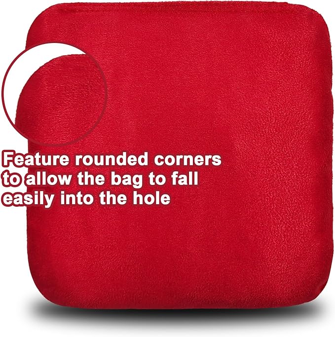 JIMTERRY Professional Cornhole Bags Set of 8 Dual Sided Corn Holes Bags Double Sided Regulation Slick and Stick Corn Hole Bean Bags for Pro Corn Hole Game