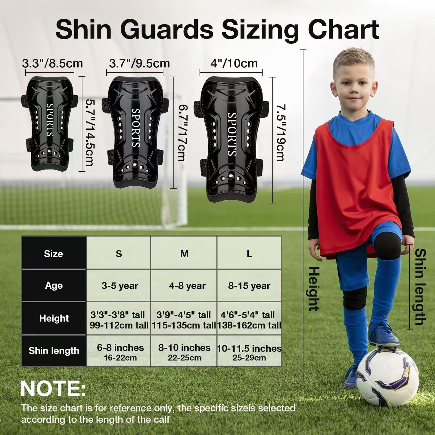 2 Pairs Soccer Shin Guards for Toddler Kids Youth, Soccer Shin Pads with Adjustable Double Strap for 3-14 Years Old Boys Girls Child Teens