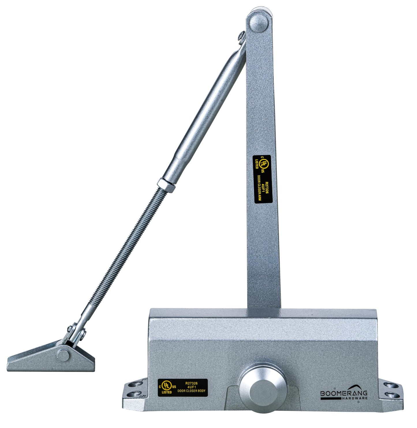 Boomerang D503 Light/Medium-Duty Designer Auto Commercial Door Closer, Multiple Mount Options, Door Closer for Light/Medium Traffic Areas, UL 3 Hour Fire Rated, Aluminum/Silver (US26D)
