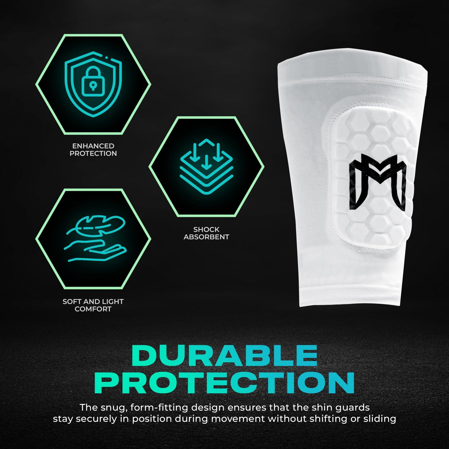 MediCaptain Mini Shin Guards Soccer – Built in Mini Shin Pad Sleeves for Men, Women, Teens – Small Shin Guards - Lightweight, Breathable, Shin Defender Leg Protection (White, Mini (3.9 x 2.4 in))