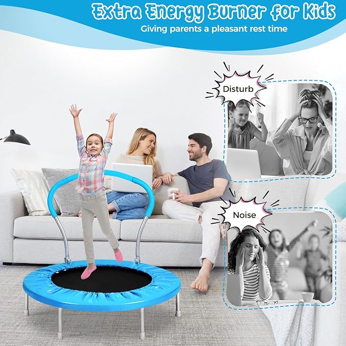 Mini Trampoline for Kids, Indoor Toddler Trampoline with Handle, Child Small Rebounder Trampoline for Indoor and Outdoor Use