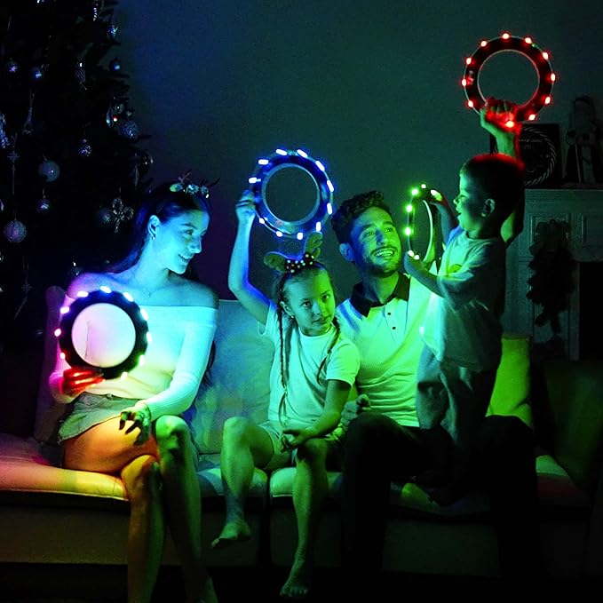 TOSY Flying Ring - 12 LEDs, Super Bright, Lost Mode, Auto Light Up, Camping Essentials for Kids/Teens/Boy/Girl, Safe & Soft, Waterproof, Pool/Beach Games, Lightweight Toy, 2-Pack (Blue)