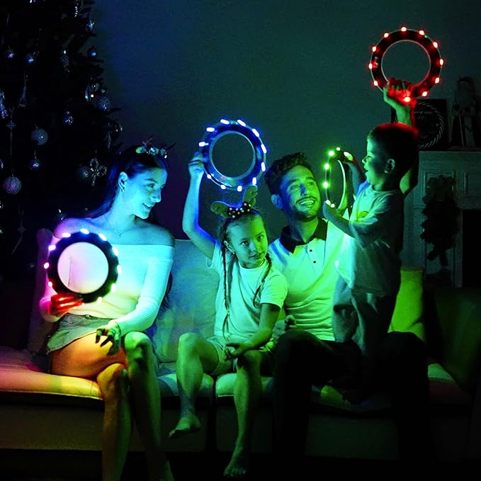 TOSY Flying Ring - 12 LEDs, Super Bright, Lost Mode, Auto Light Up, Camping Essentials for Kids/Teens/Boy/Girl, Safe & Soft, Waterproof, Pool/Beach Games, Lightweight Toy (Red)