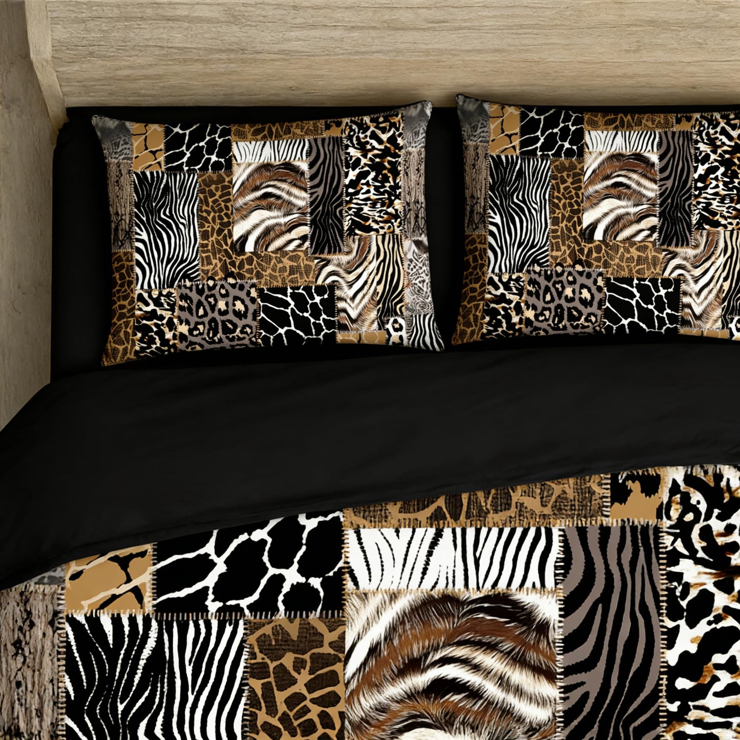 CCoutueChen Leopard Print Comforter Set King Size African Animal Fur Patchwork Comforter 3 Pcs Wildlife Themed Soft Microfiber Bedding with 2 Pillowcases,104"x90"