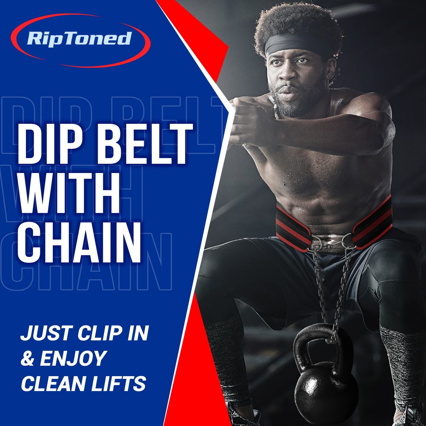 Rip Toned Dip Belt – Weight Lifting Belt with 36" Steel Chain for Dips, Chin Ups & Pullups Heavy Duty | Comfortable Fit | Supports Progressive Overload for Strength & Muscle Gains