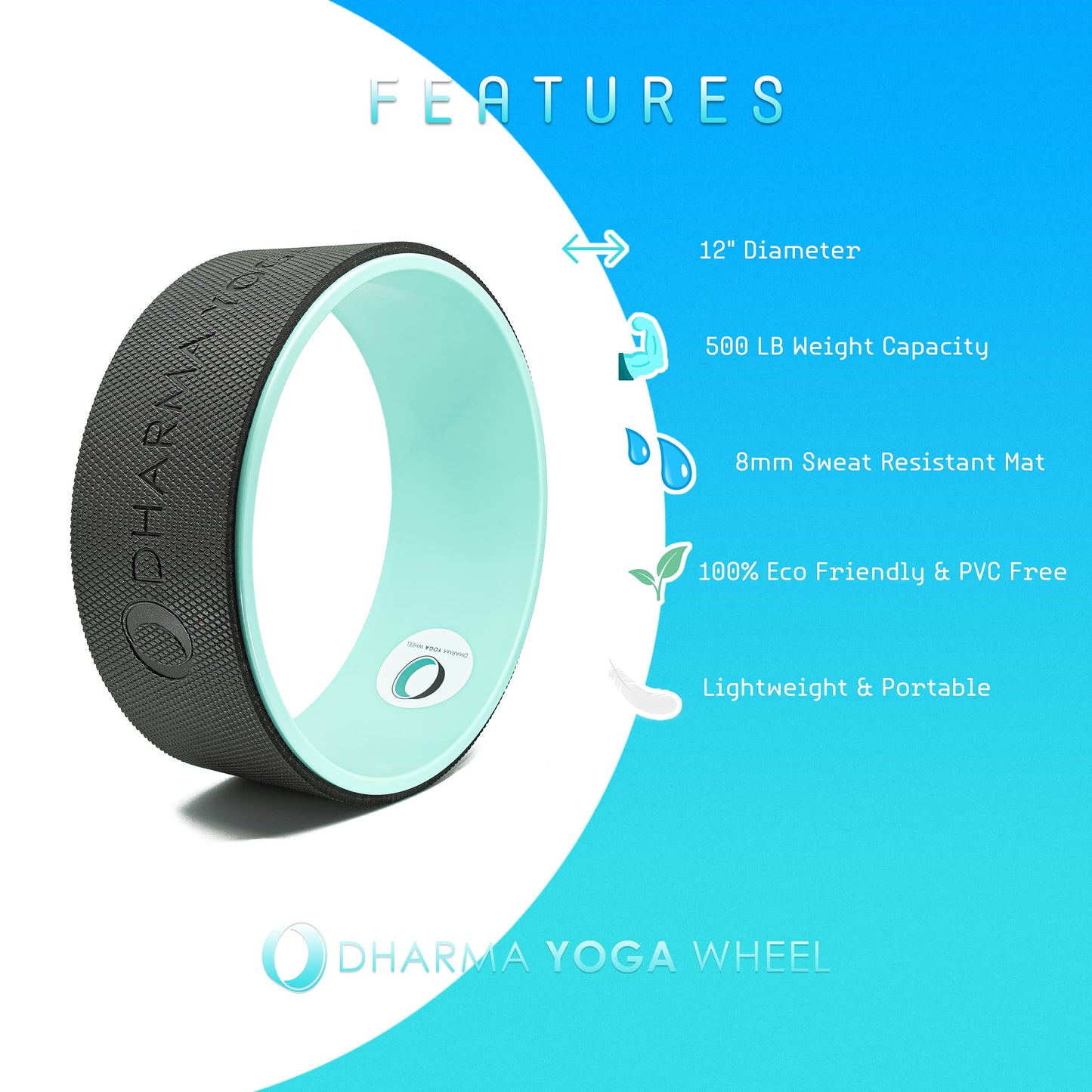 Dharma Yoga Wheel Basic - Spine Roller and Back Ring, Stretches Ligaments, Muscles with Foam Padding for Deeper Poses | Yogic Stretching and Alignment with Circle Design