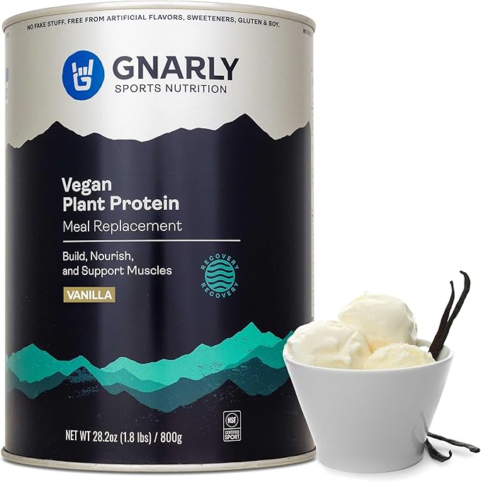 Gnarly Nutrition Vegan Plant Protein ??Vanilla Vegan Protein Powder, NSF Sport Certified ??Meal Replacement, Daily Nutritiional Boost ??Lactose Free Powder ??Vanilla, 28.2 oz