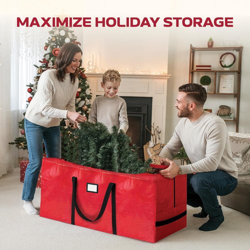 Large Christmas Tree Storage Bag - 9 Ft Heavy-Duty Waterproof Bag with Reinforced Handles & Full-Length Zipper