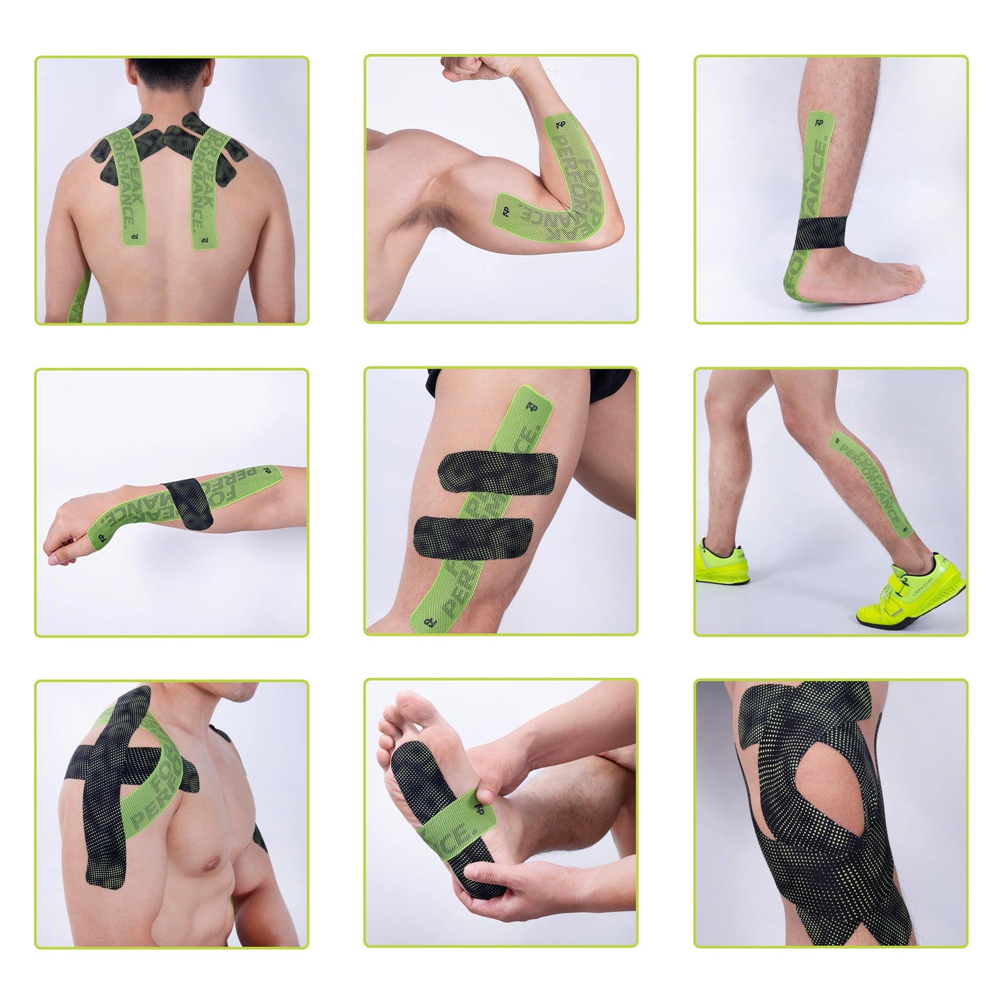 FitPoint Synthetic Kinesiology Tape Ultra-Sticky Adhesive Athletic Tape 20 Count Precut Strips 1 Roll Pain Relief Joint Support Waterproof Elastic Sports Tape for Shoulder Knees Wrist Ankle Feet