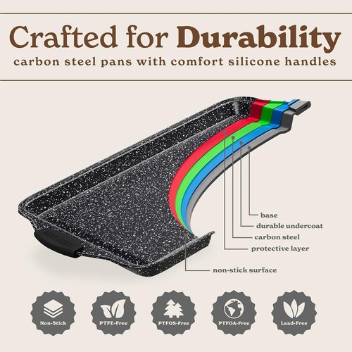 Country Kitchen Nonstick Bakeware Set - Heavy Duty & Easy Release | 4-Piece Black Stackable Set