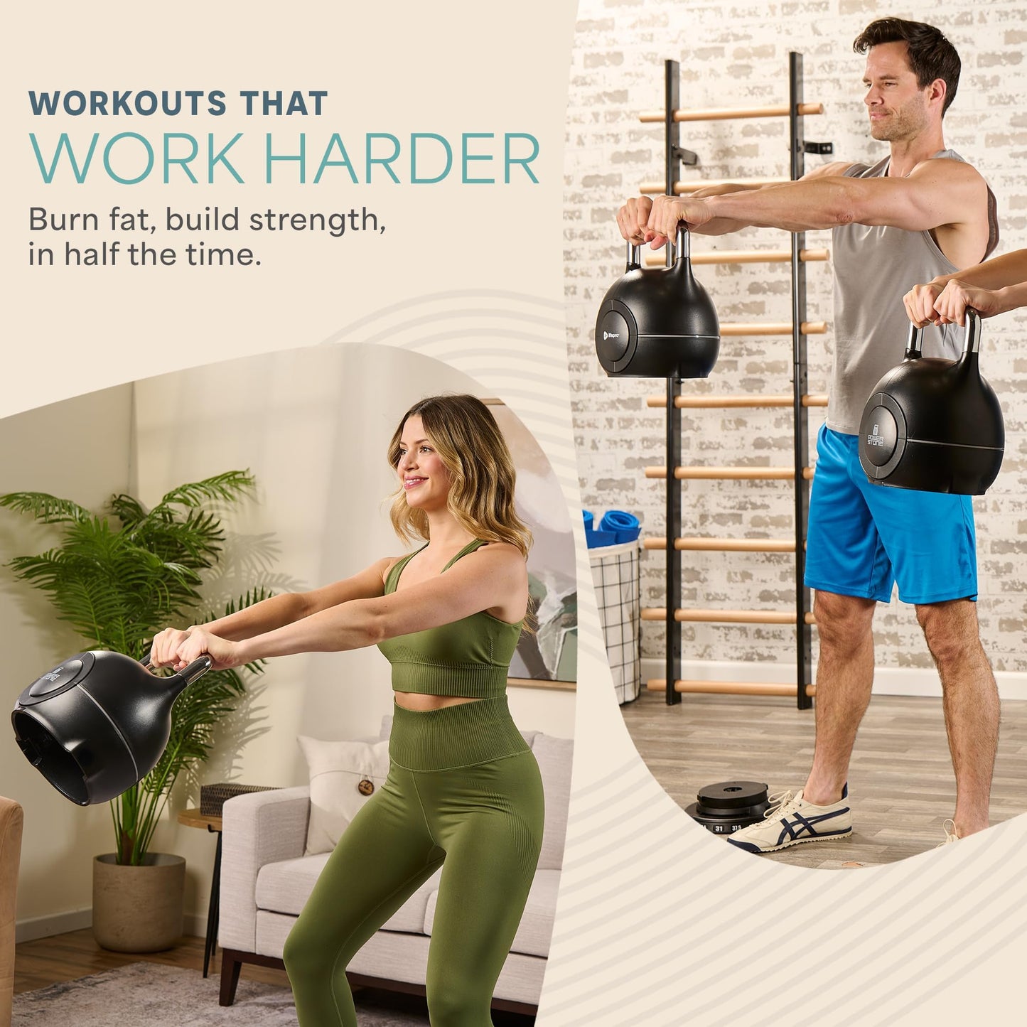 LifePro 7-in-1 Adjustable Kettlebell, 5-44 LB – PowerStone Boulder, Die-Cast Aluminum & Steel, Space-Saving Set with Handle-Twist Adjustment – Strength Training Kettlebell with Storage Base