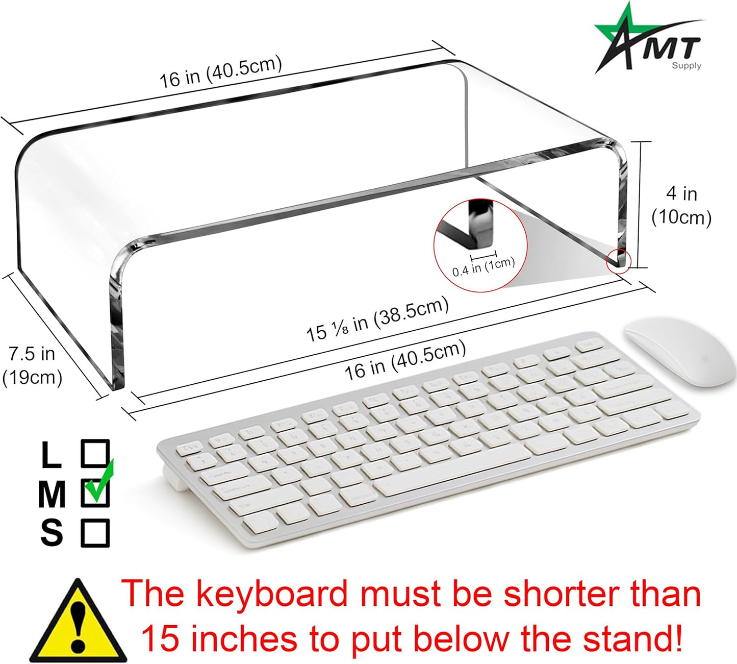 Clear Acrylic Monitor Riser for Home Office - AMT Premium Design