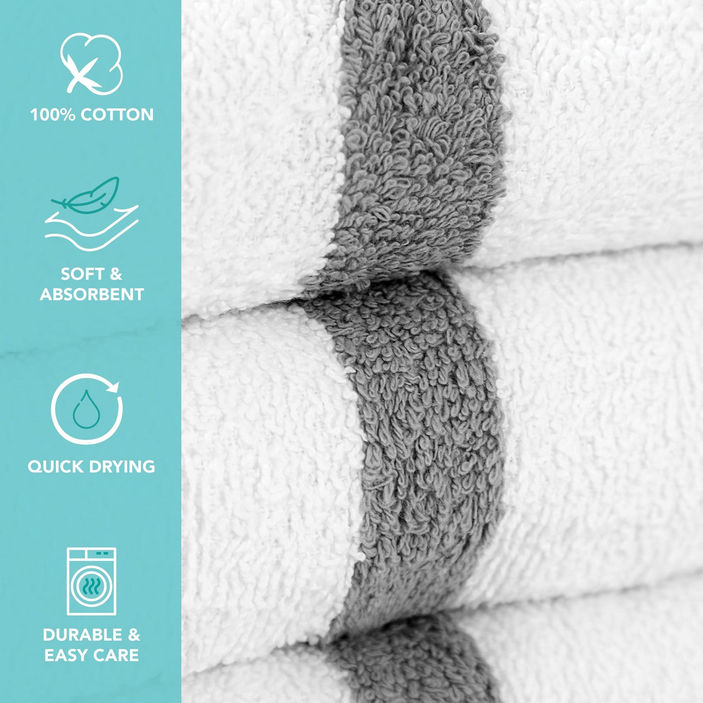 Arkwright White Hand Gym Towels - Pack of 12 - Bulk 100% Cotton Soft Quick Dry Sweat Absorbent Hotel Quality Towels for Workout, Bathroom, Spa, Pool, 16 x 27 in, Grey