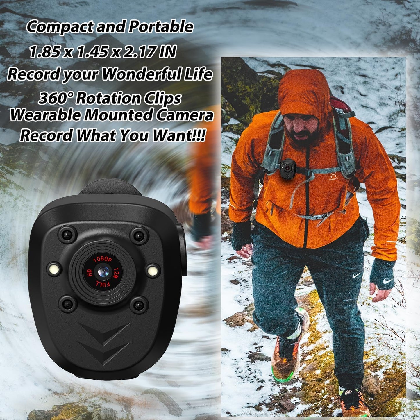 Muayb 64GB 1080P 6 Body Camera Police Civilians Patrol Portable Body Mounted Camcorder Night Vision Hours Battery Life