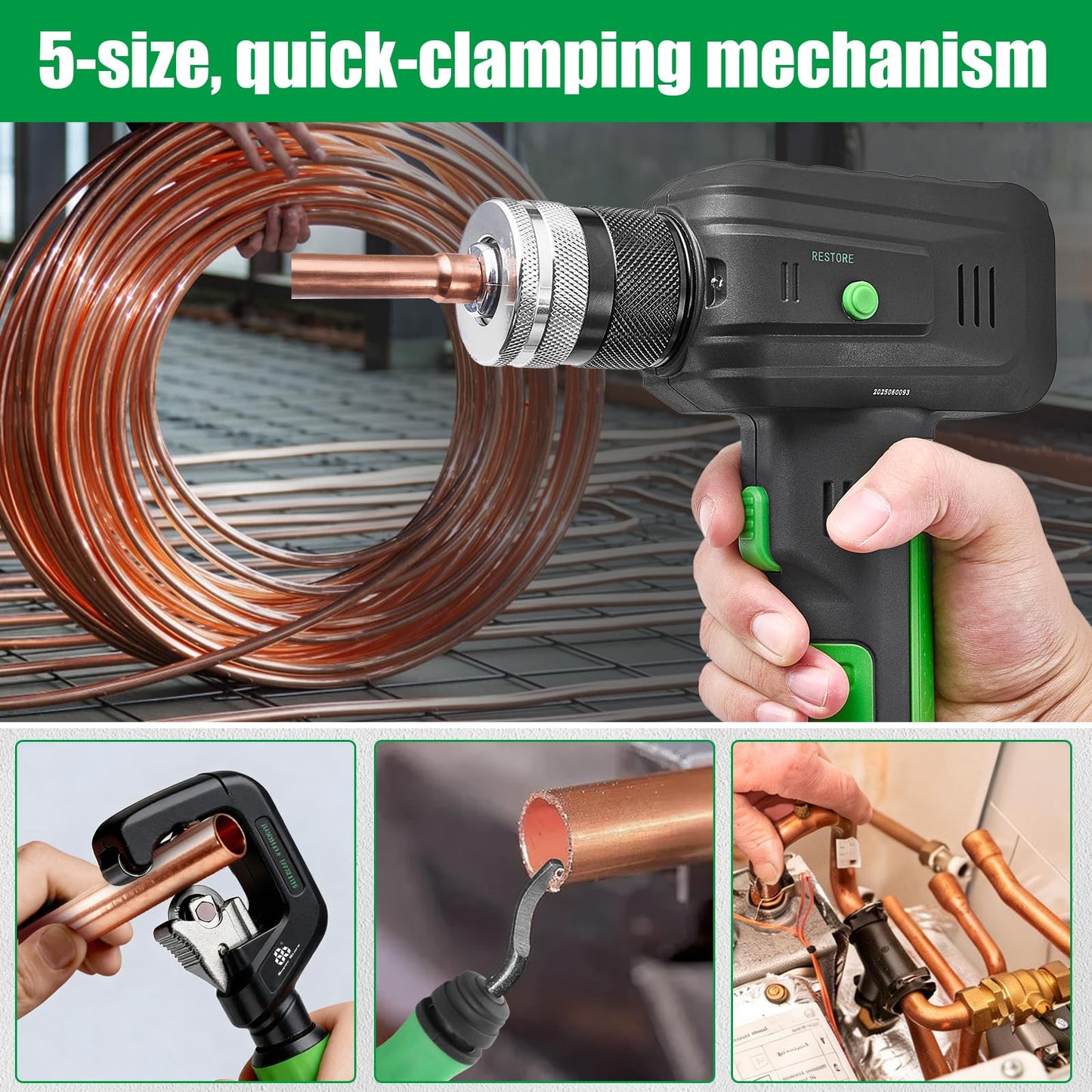 Super Stars Electric Tubing Expander Swaging Tool Kit – 2200mAh Battery Powered HVAC Copper & Aluminum Pipe Expander with 7 Heads, with Tube Cutter & Deburring Tool