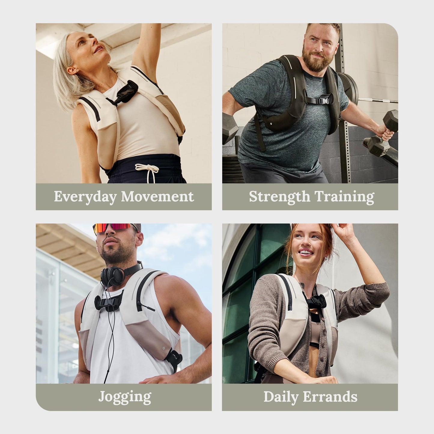 ZULU Weighted Vest | 16lb Adjustable Weighted Vest for Women & Men for Walking, Running & Strength Training | Machine Washable Fresh Layer™, Phone Pockets, Reflective Straps | Limestone