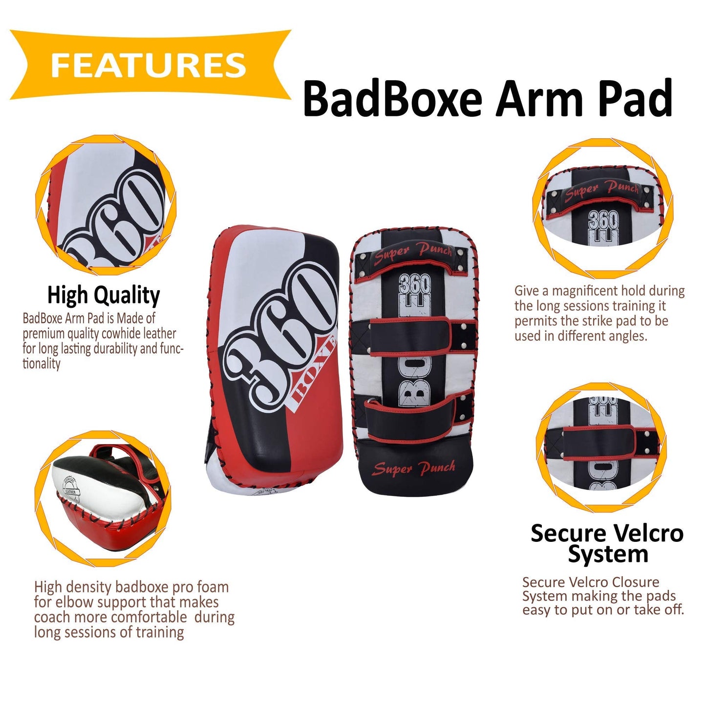 Twister Lightweight Boxing Arm Pad Kick Shield | Genuine Leather Thai Pads | MMA Muay Thai Curved Pads | Martial Art Training Pads Boxing Striking Pads (Single)
