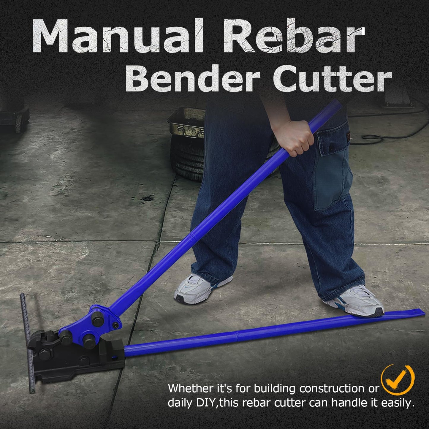 LOSCHEN Manual Rebar Cutter and Bender,for Construction Site and Home-use,Removable Rebar Shears, Rebar Bending Machine, Bending and Cutting Rebar up to 5/8 Inch (Blue)