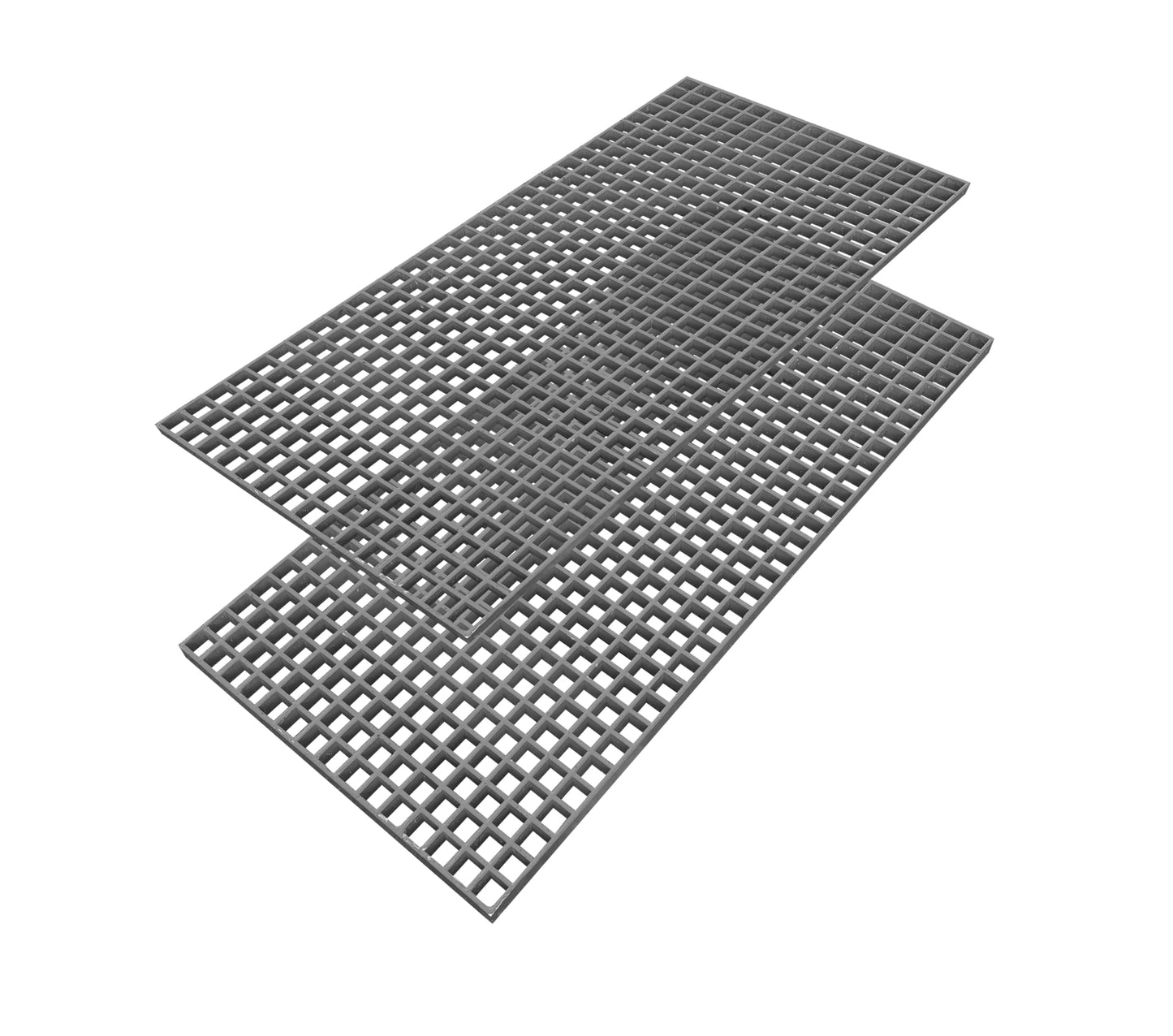 Natotela 2 Pack 48x23x1.2in Fiberglass Molded Grating, 4' x 2' Heavy Duty FRP Industrial Grating Panel Non-Slip Concave Surface 1.5''x1.5'' Openings Fiberglass Bar Grille Plate for Car Wash,Decks,Grey