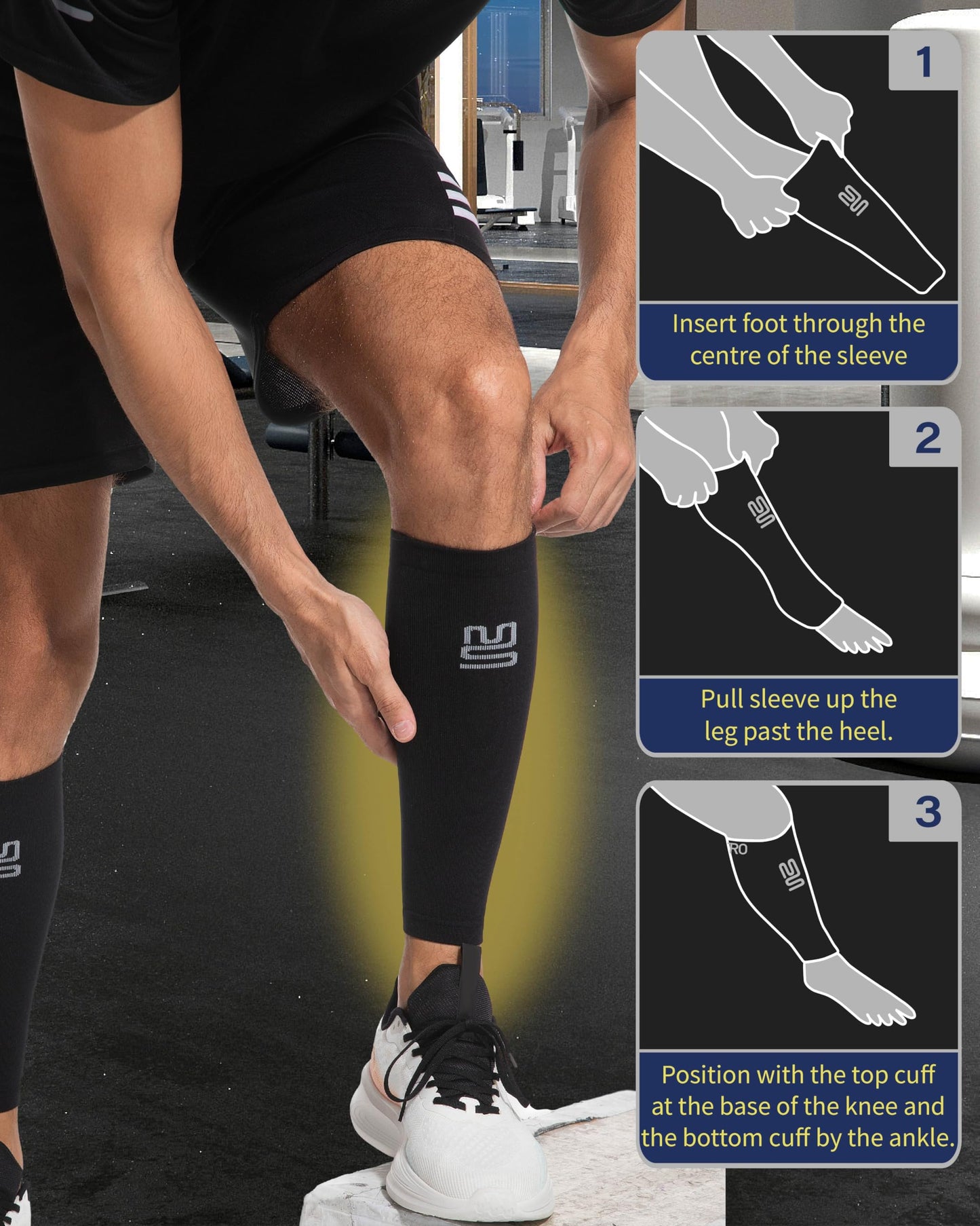 Modetro Sports Calf Compression Sleeves - Leg Sleeves for Men and Women - Shin Splint Relief Support Brace Running Flights