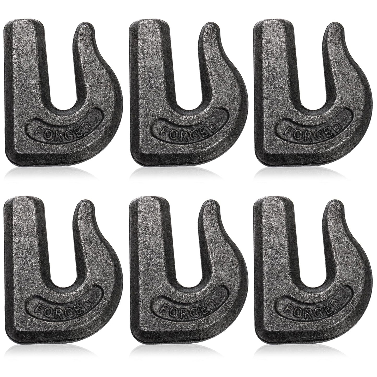 SOUJOY 6 Pack Weld on Grab Hook, 3/8" Tractor Bucket Hooks, G70 Forged Clevis Weldable Tow Chain Hook for Chain Pulling and Lifting, Trailer Truck, Rigging, Car