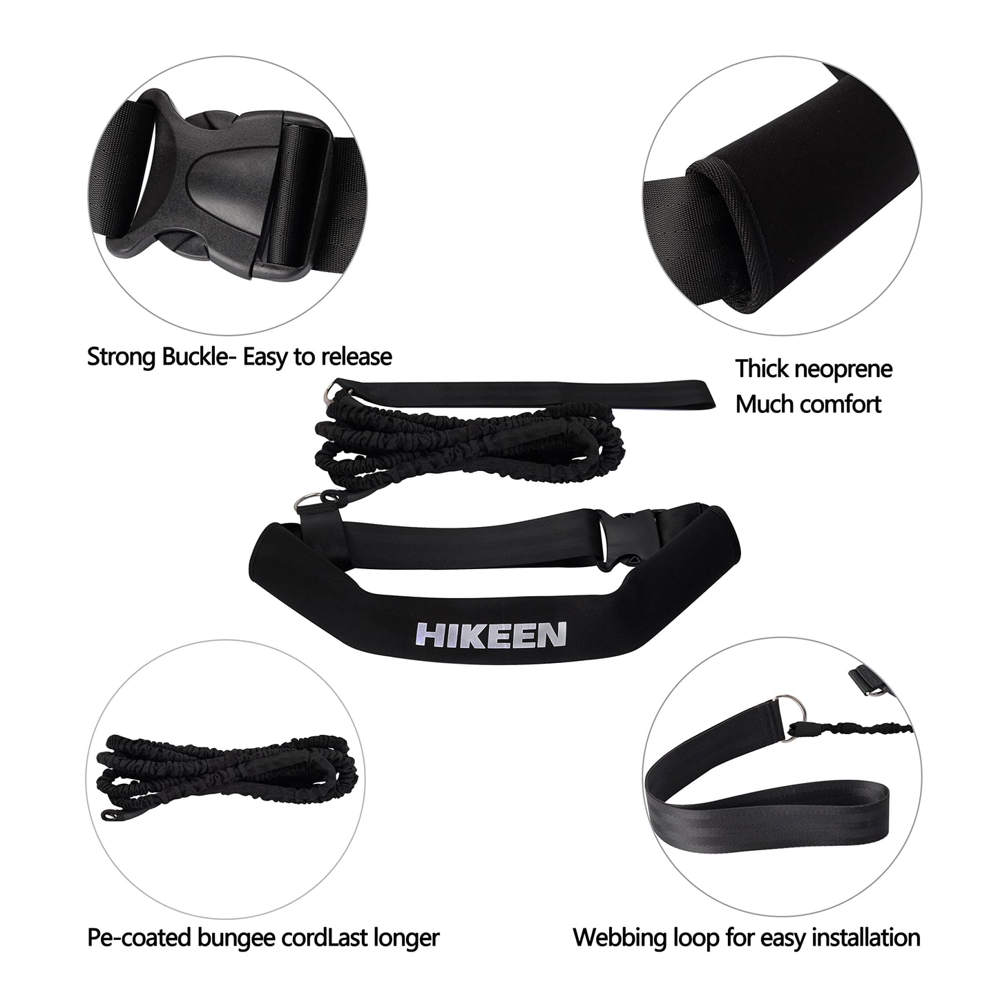 Hikeen Swimming Training Belt 4M Swimming Tether Swim in Place Harness Stationary Aquatic Resistance Belt