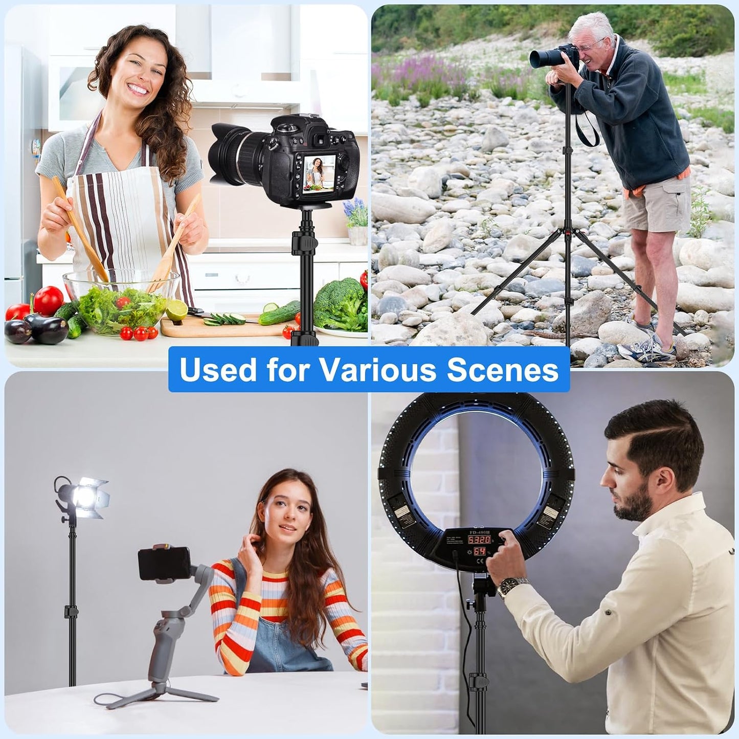 Anautin 6.6ft/2m 13lb/6kg Extendable Light Stand Photography, Light Tripod Stand for Travel, Heavy Duty Studio Lighting