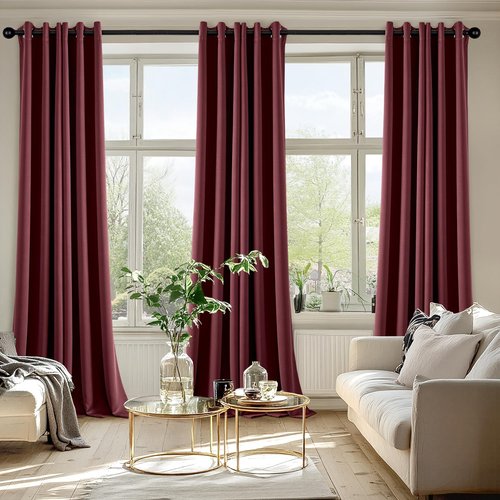 MIULEE Burgundy Red Blackout Curtains - Thermal Insulated Room Darkening Drapes | 96 Inches Long, 2 Panels