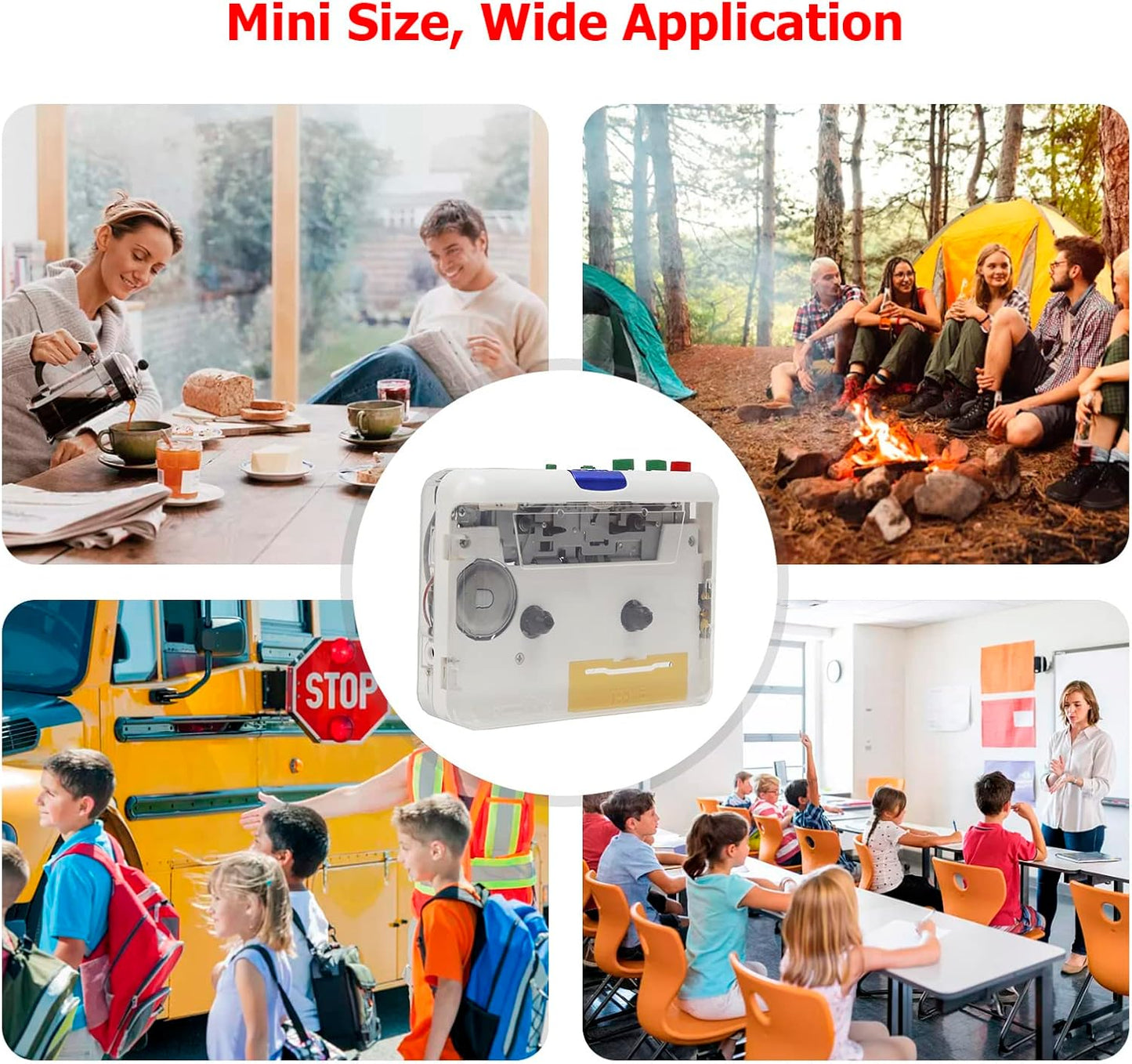 Yinhing Cassette MP3 MP3 Cassette to Player, Color Transparent Tape Player to Portable Stereo Player, USB Plug and Play