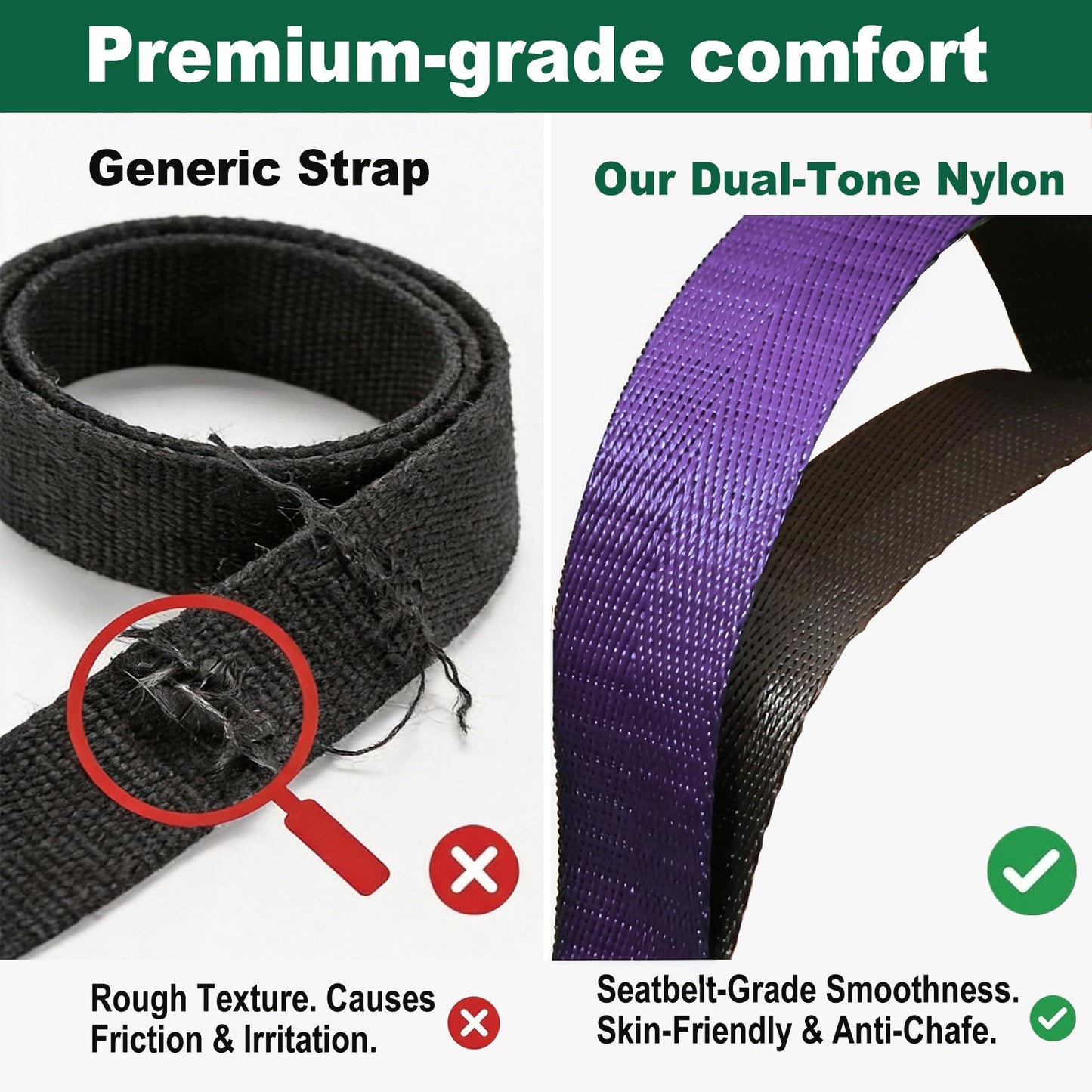 Acozycoo Stretching Strap with 10 Loops – Non-Elastic Yoga Strap for Physical Therapy, Knee Replacement Recovery & Plantar Fasciitis – Leg Stretcher Band for Flexibility & Hamstring Rehab（Purple)