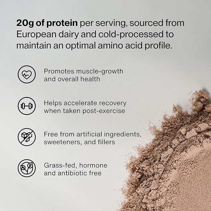 Momentous Essential Grass-Fed Whey Protein Powder - 20 g Whey Isolate Protein - NSF Certified for Sport - Gluten-Free - 24 Servings for Everyday Use - Chocolate - Package May Vary