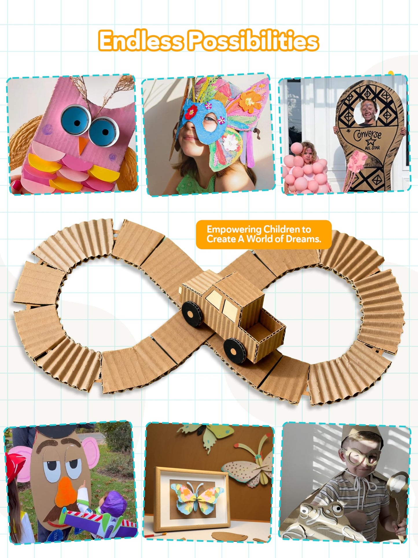 BEAVERBOT Cardboard Cutter for Kids, Safe DIY Cardboard Construction Tool Kit, Educational Craft Toy for 4+ Boys and Girls, for Creativity Projects 3D Models