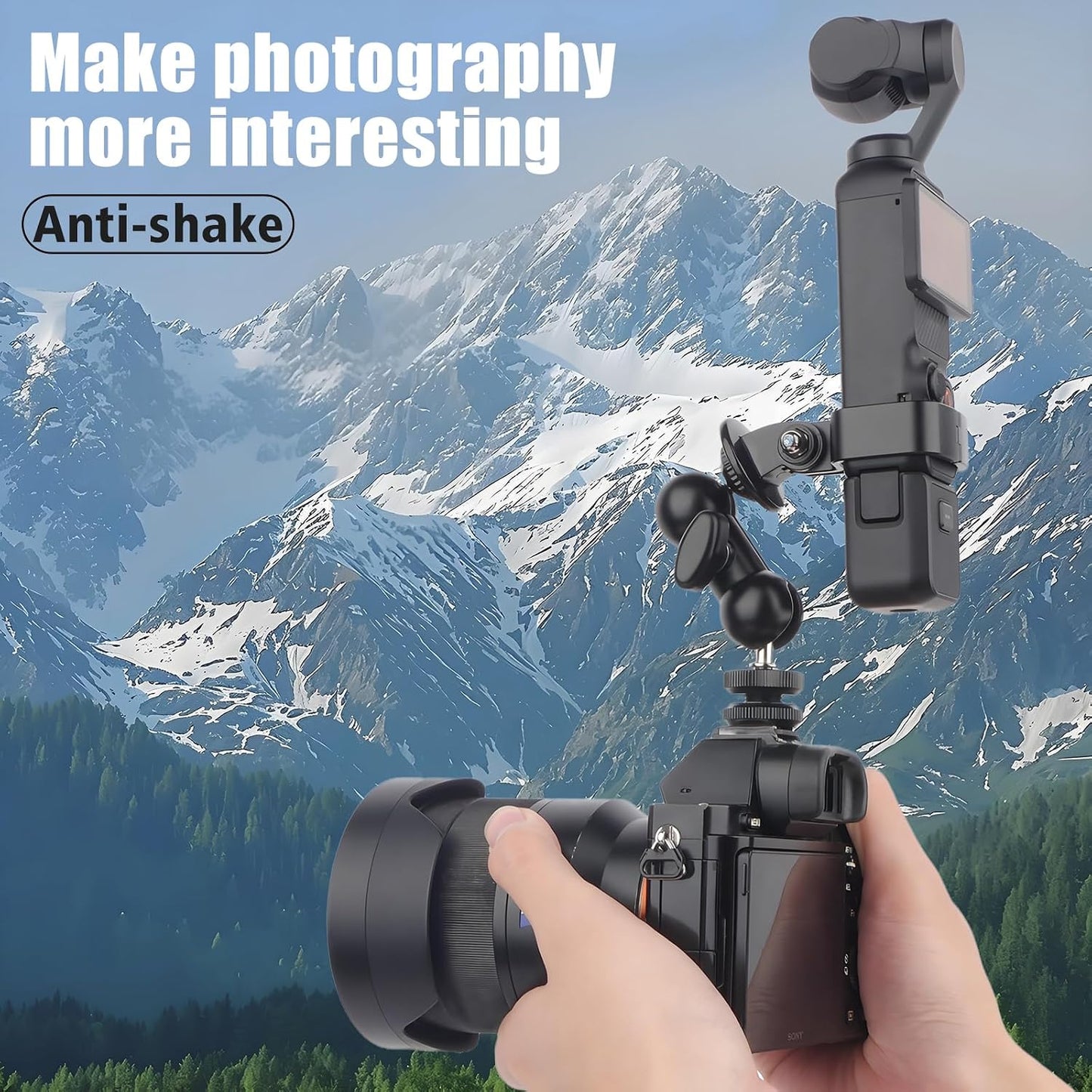Mechrig 3,Ajustable 360Ball Setup Cold Shoe Mount Expansion Adapter for DJI Osmo Pocket Head for DSLR Hot Shoe
