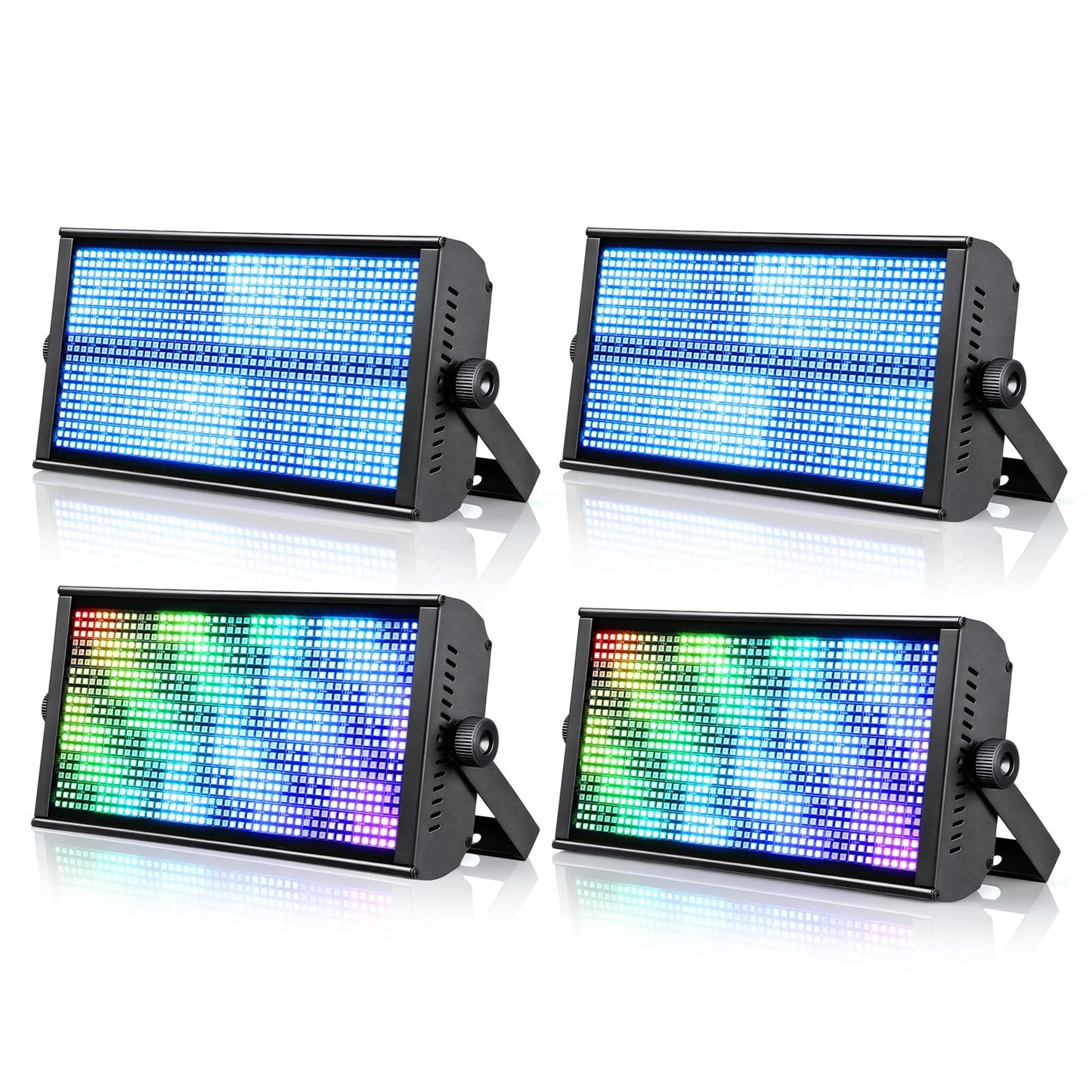 Betopper 200W Stage Strobe Light, RGB LED Stage Light Bar with 7x15 Pixel Control Zones,30Hz Strobe Speed,DMX512 Sound-Active Flash DJ Light Bar,Disco Wash Lighting for Club,4 Packs