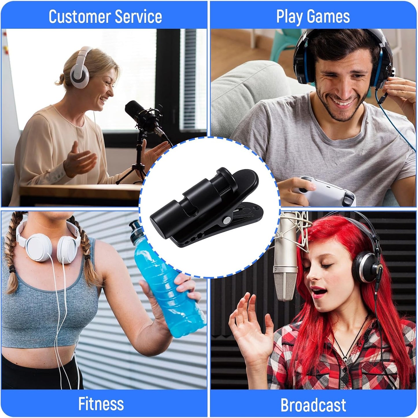 Matwsec 6 2 Headset 0.5-3mm 2-4mm Headset Pcs Headphone Wire Clips, Size Black Cable Clips, Headphone Cord Clips, Small