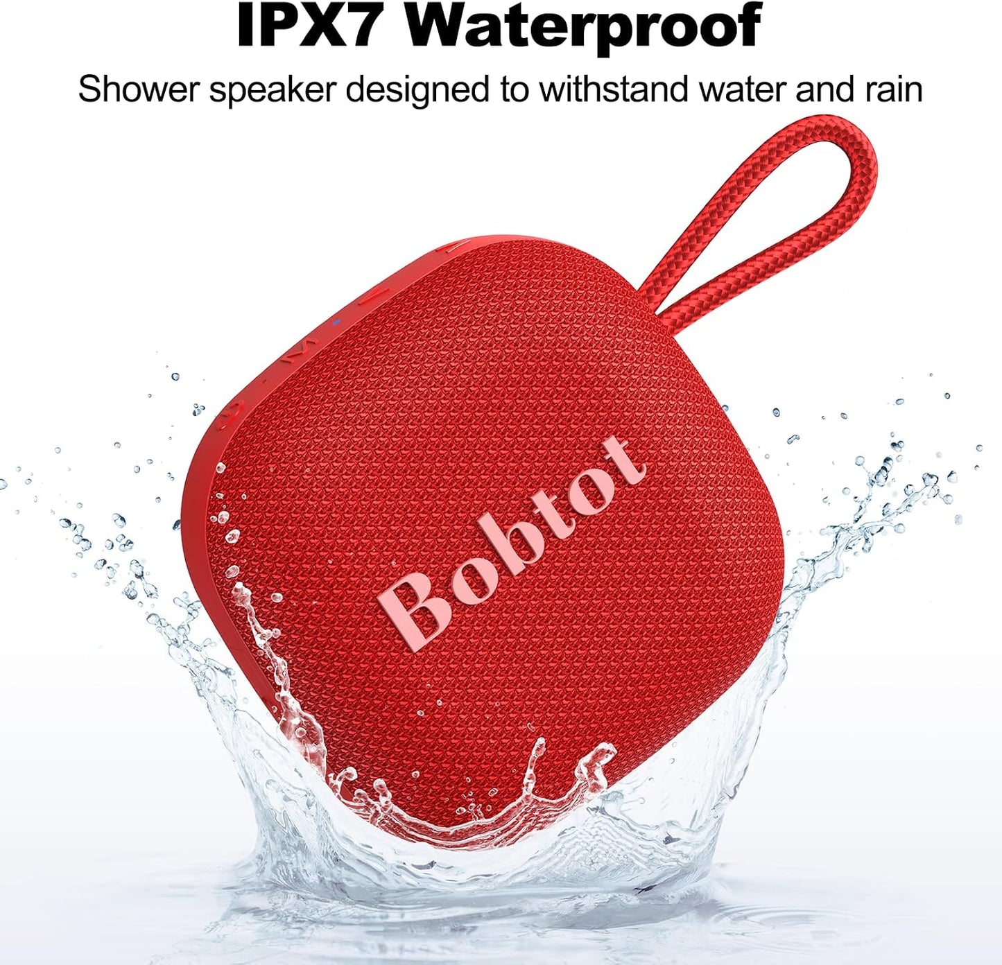 Bobtot IPX7 16H Portable Bluetooth Speakers, Wireless Waterproof Mini Speaker with Playtime, Loud Stereo Sound, TWS