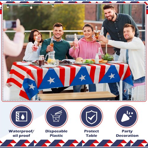 Chumia 6 Pack Puerto Rico Party Tablecloth Decorations Puerto Rico Themed Tablecloths for 12th of June National Day Country Decoration Kitchen Dining Room Home Dinner