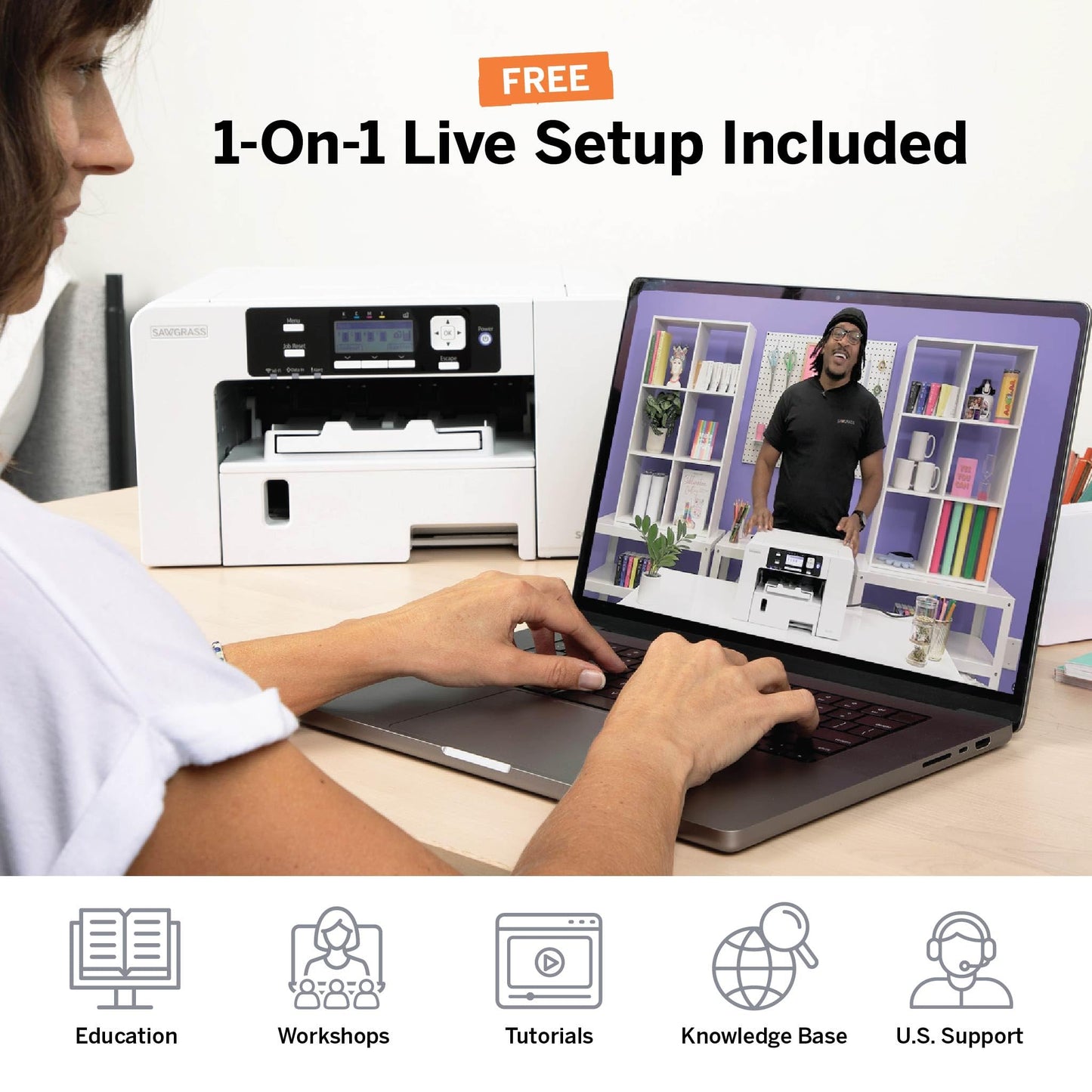 Sawgrass SG500 Sublimation Printer Bundle with Anti-Clog Technology | Only Printer Designed Exclusively for Sublimation | Includes 31mL SubliJet UHD Inks & TruePix Paper | Wi-Fi