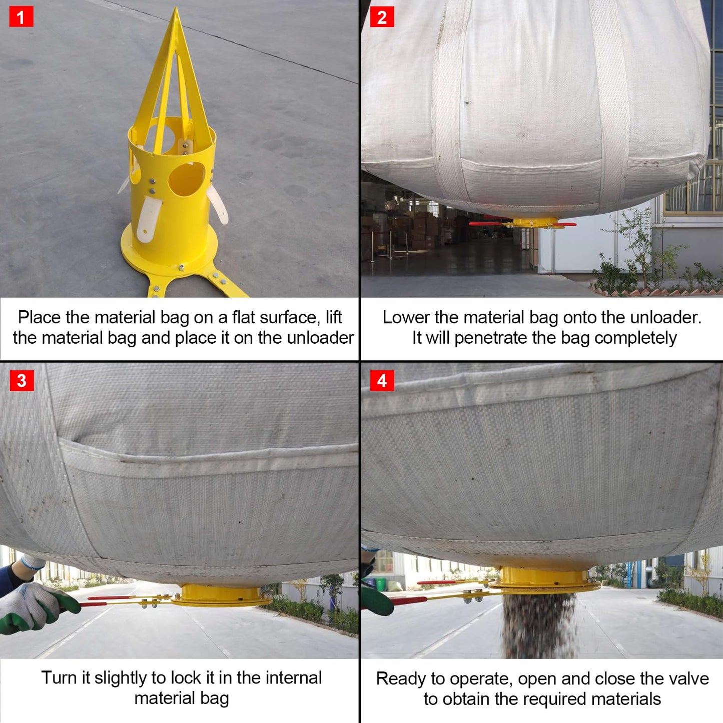Big Bag Dispenser Bulk Bag Unloader Big bag animal feed unloader for warehouse farm home use Construction Industry (Yellow)
