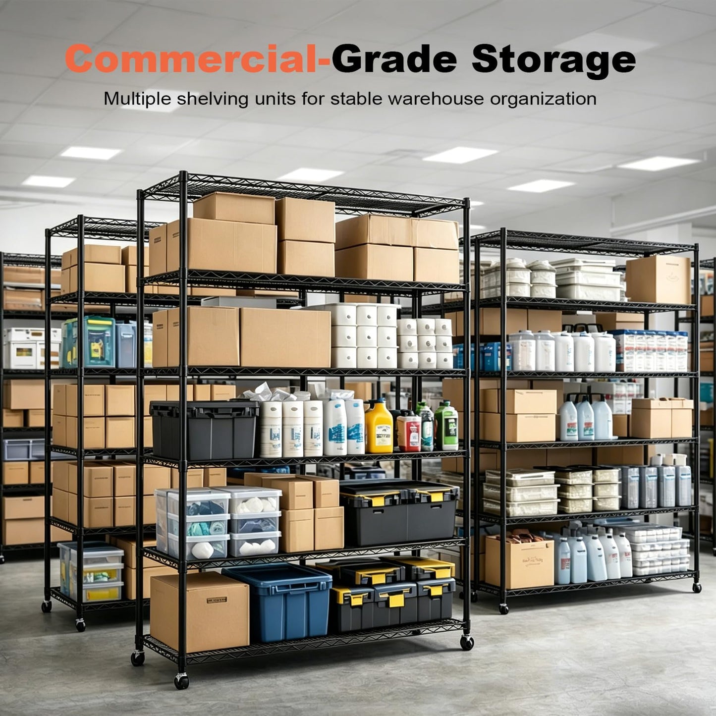 Meet perfect 6-Tier Storage Shelves NSF Certified Wire Shelving Unit on Wheels Heavy Duty Metal Shelves Adjustable Steel Shelving 2100Lbs Capacity for Closet Pantry Basement- (18"x45"x82", Black)