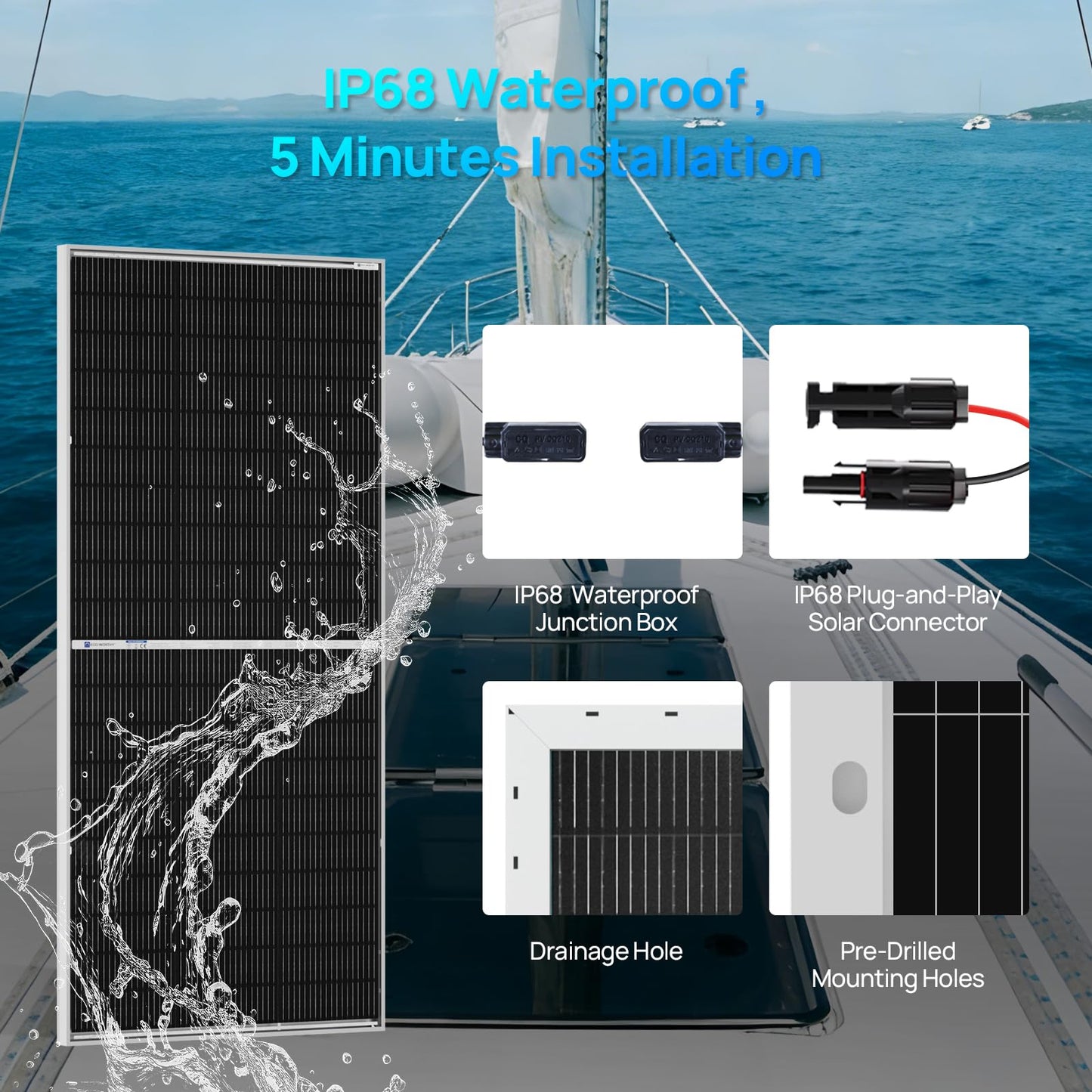 ECO-WORTHY N-Type 18BB Bifacial Solar Panels, 2PCS 195W 12 Volt Monocrystalline Solar Panel with 25% High Conversion Efficiency, Ideal for RV, Boat, Roof, Farm,Home & Off-Grid Applications