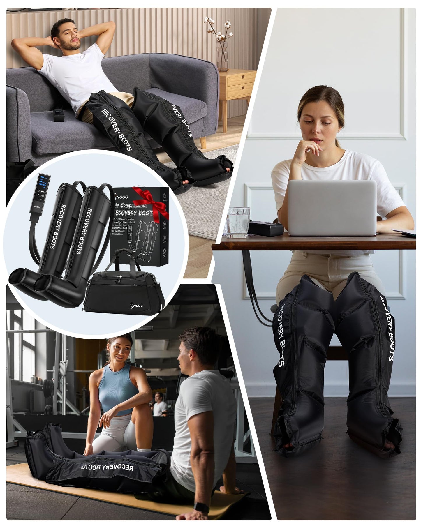 YINGGG Air Leg Massager with Compression: Professional Full Compression Boots with Adjustable 9 Intensities, Leg Massager for Circulation and Fatigue Relief for Post-Workout(Medium)
