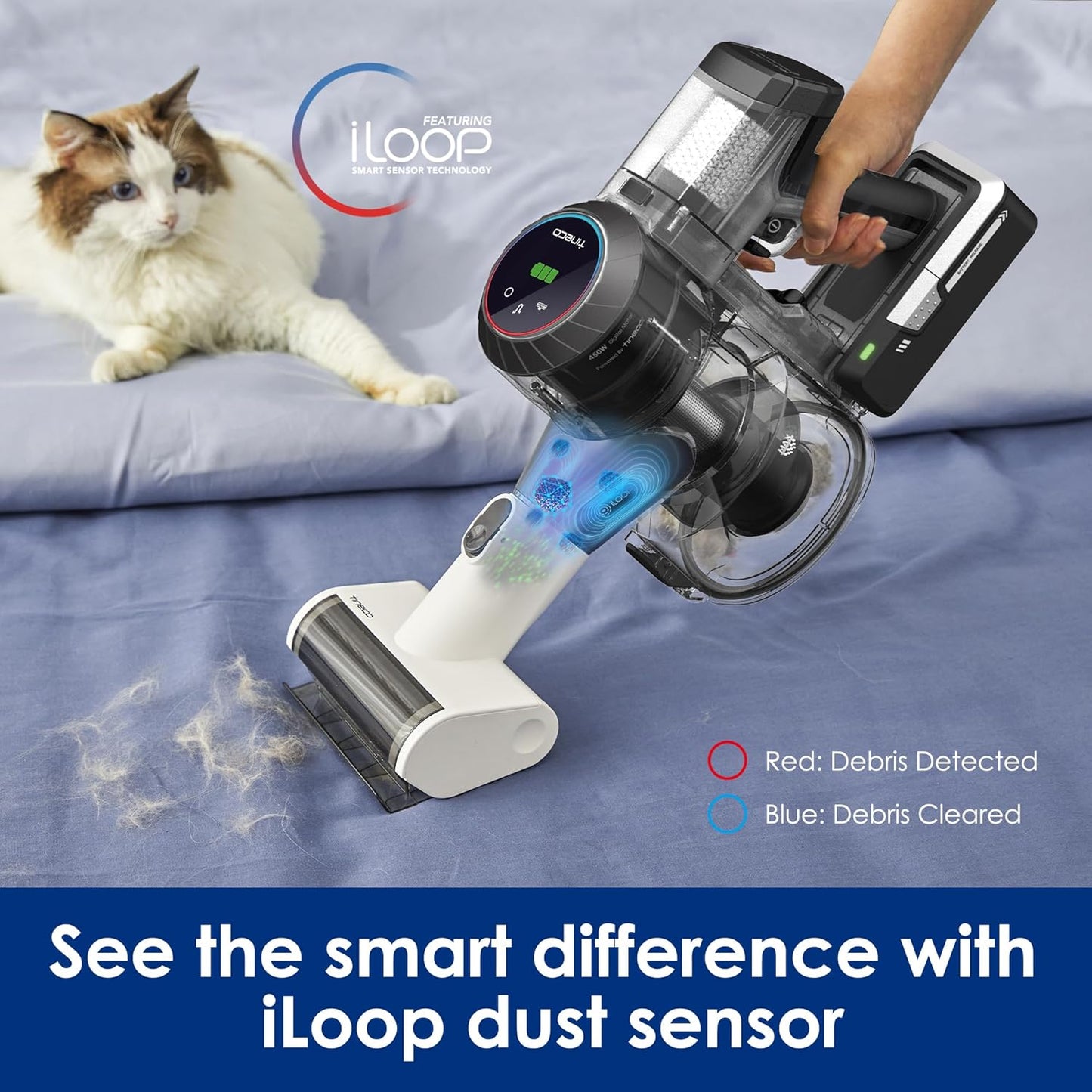 Tineco Cordless Vacuum Cleaner - Lightweight Handheld with Strong Suction for Deep Cleaning | Ideal for Hair, Hard Floors & Carpets