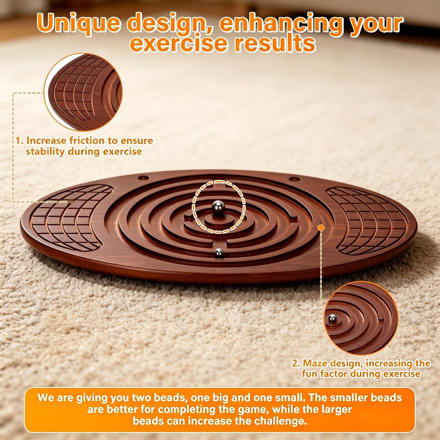 Wooden Balance Board With Maze, Wobble Board for Kids, Toddlers, Teens & Adults for Exercise Training, Wobble Balance Board for Core Training, Surf/Ski/Skate Prep, Rated for 440 Pounds of Weight